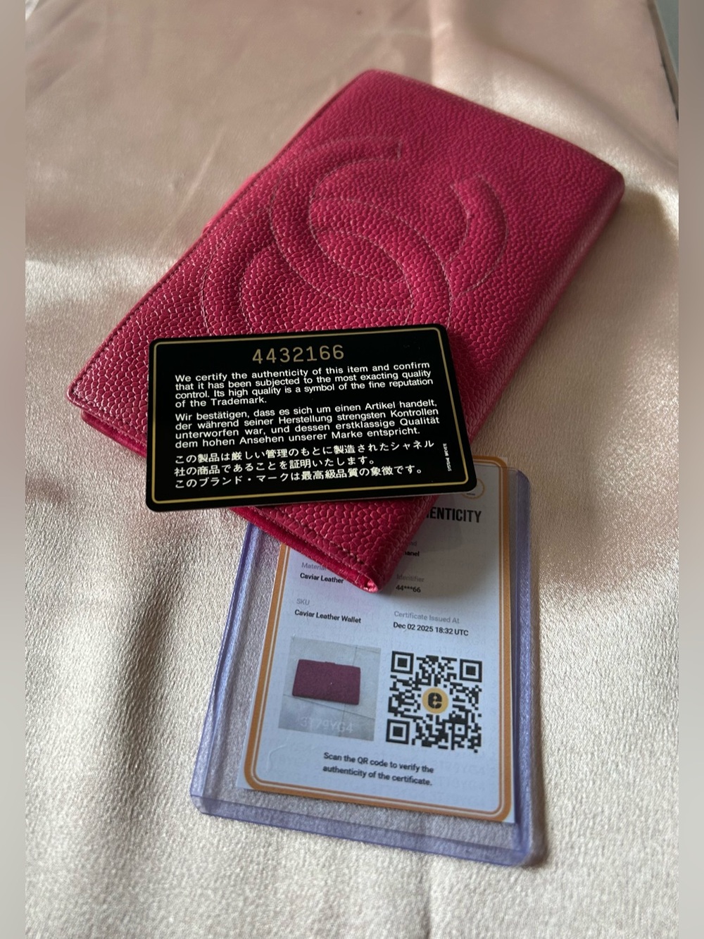 Vintage CHANEL Pink Caviar Leather Long Wallet